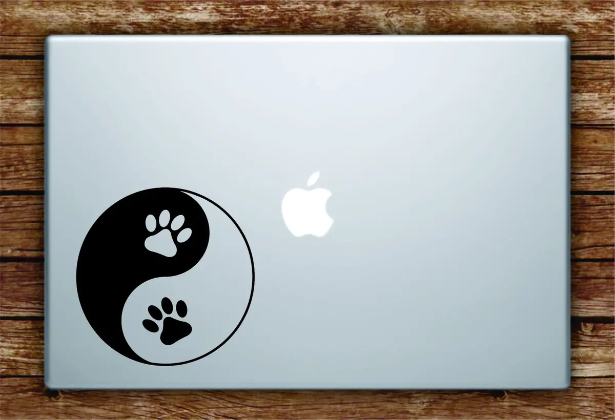 Paw Print Yin Yang Laptop Decal Sticker Vinyl Art Quote Macbook Apple Decor Dog Animal Puppy 1