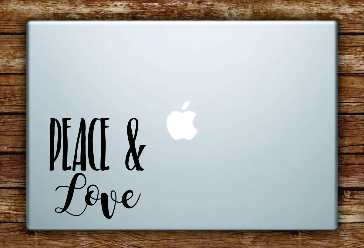 Peace And Love Laptop Apple Macbook Quote Wall Decal Sticker Art Vinyl Inspirational 1