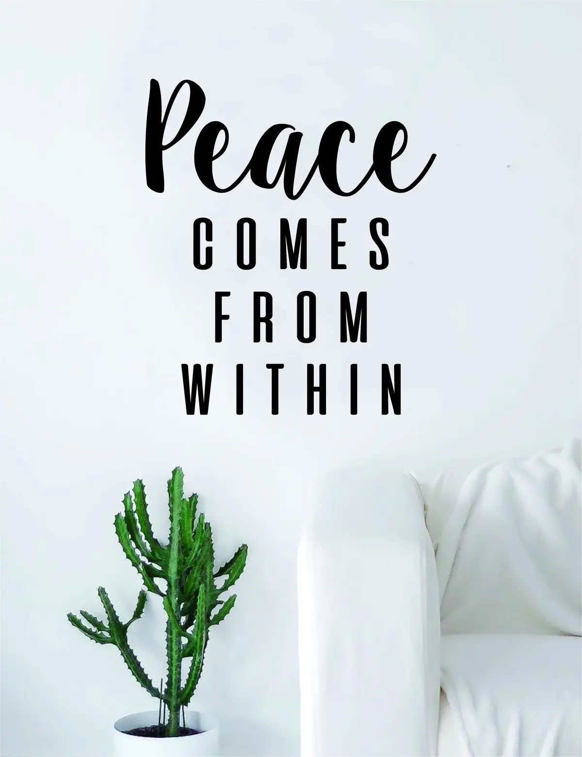 Peace Comes From Within Quote Decal Sticker Wall Vinyl Art Decor Home Buddha Inspirational Yoga Zen Meditate Lotus Flower 1
