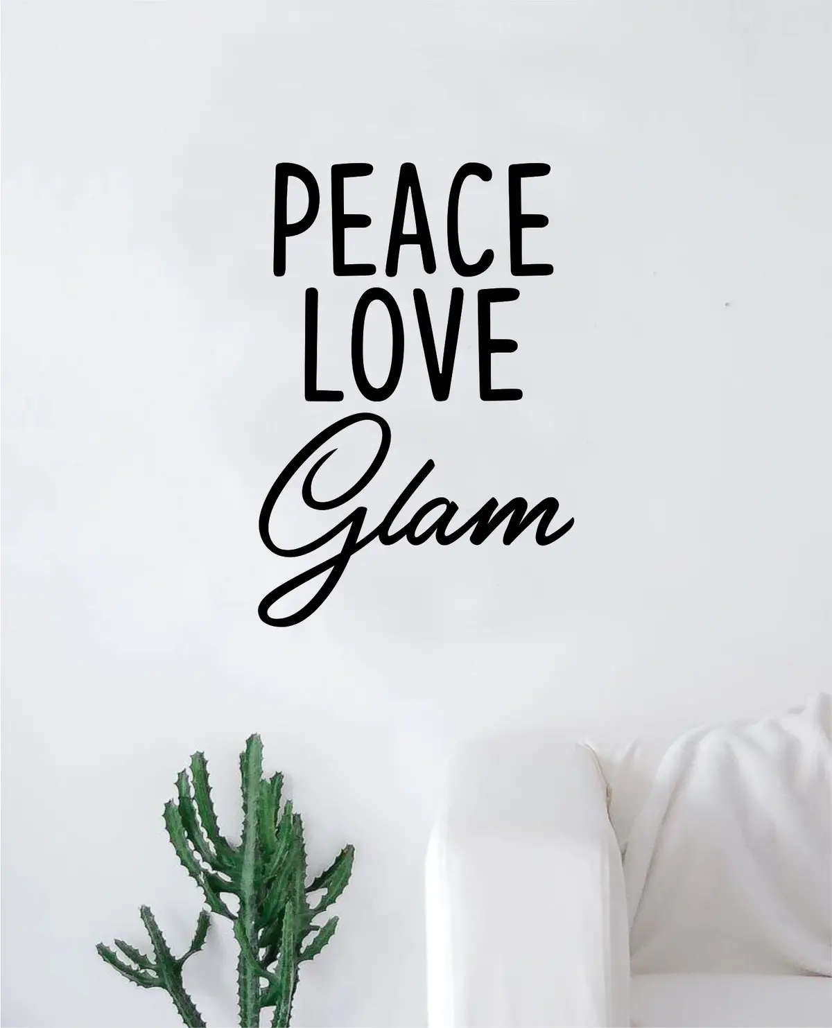 Peace Love Glam Wall Decal Sticker Vinyl Art Bedroom Living Room Decor Decoration Teen Quote Inspirational Girls Good Vibes Make Up Beauty Eyebrows Lashes Beautiful 1