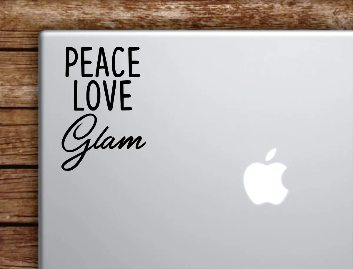 Peace Love Glam Laptop Wall Decal Sticker Vinyl Art Quote Macbook Apple Decor Car Window Truck Teen Inspirational Girls Make Up Brows Lashes 1