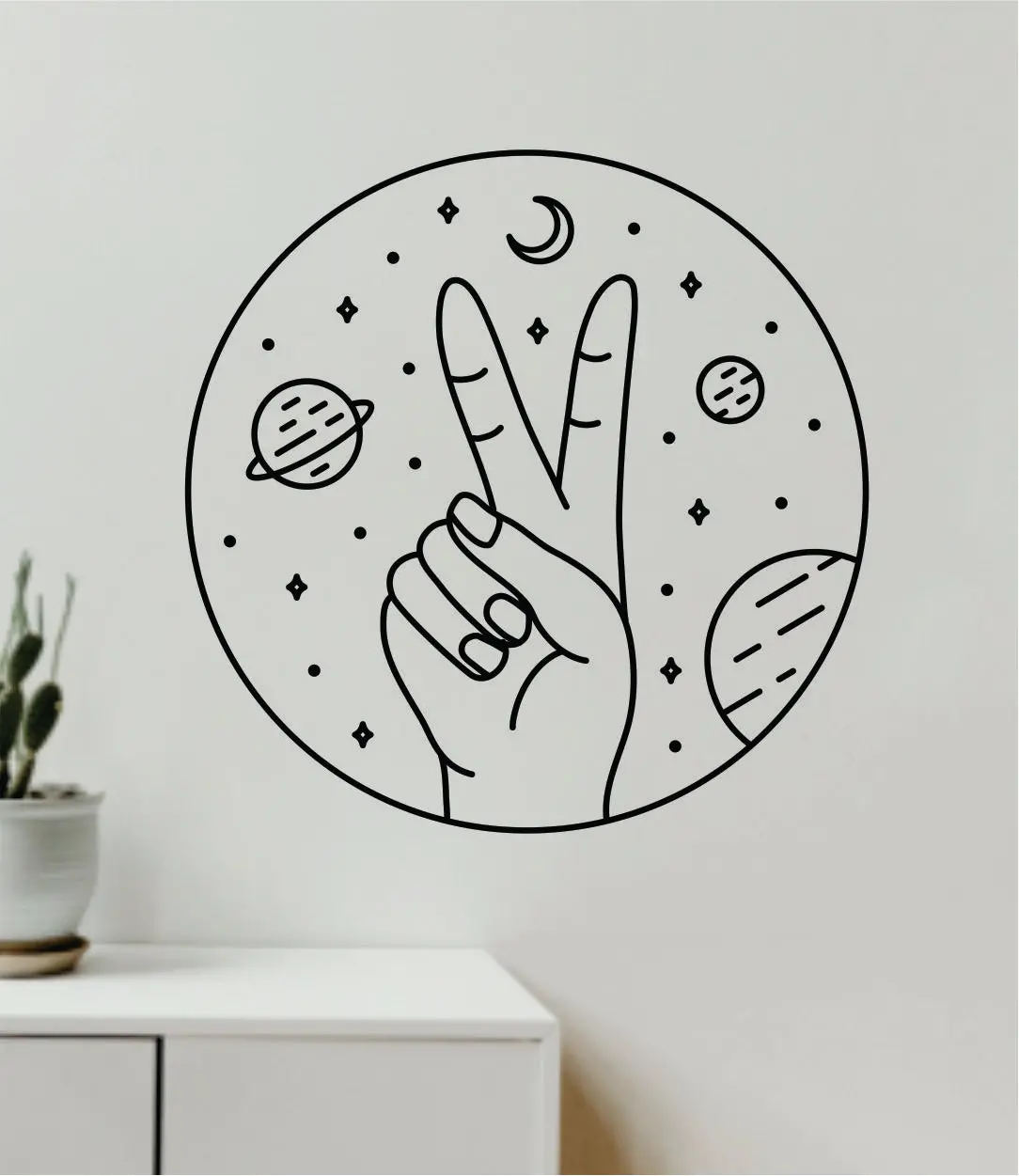 Peace Space Galaxy Wall Decal Sticker Vinyl Art Home Decor Funny Teen Boy Girl Baby Kids Adventure Martian Mars Alien Ufo 1