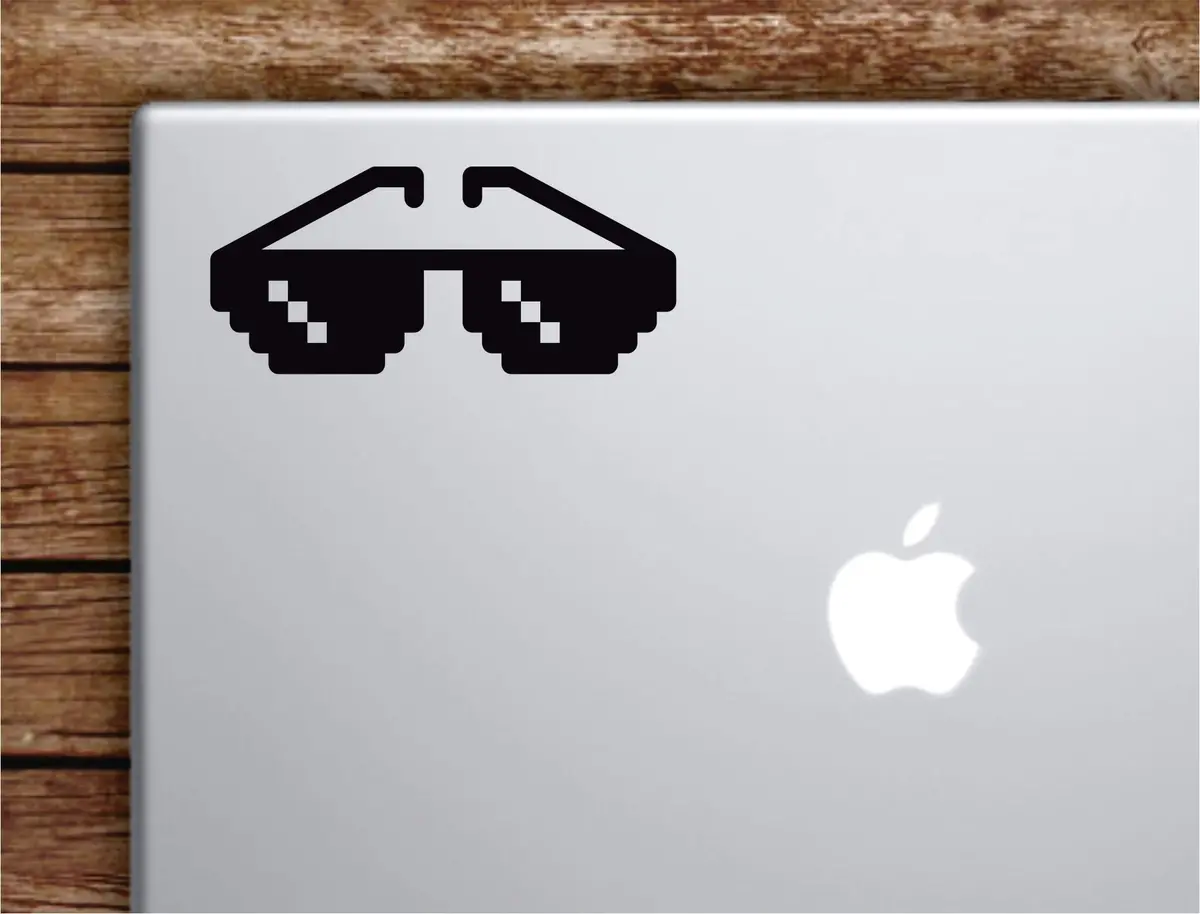 Pixel Sunglasses Laptop Wall Decal Sticker Vinyl Art Quote Macbook Apple Decor Car Window Truck Teen Inspirational Girls Funny Gamer Thug Life Meme 1