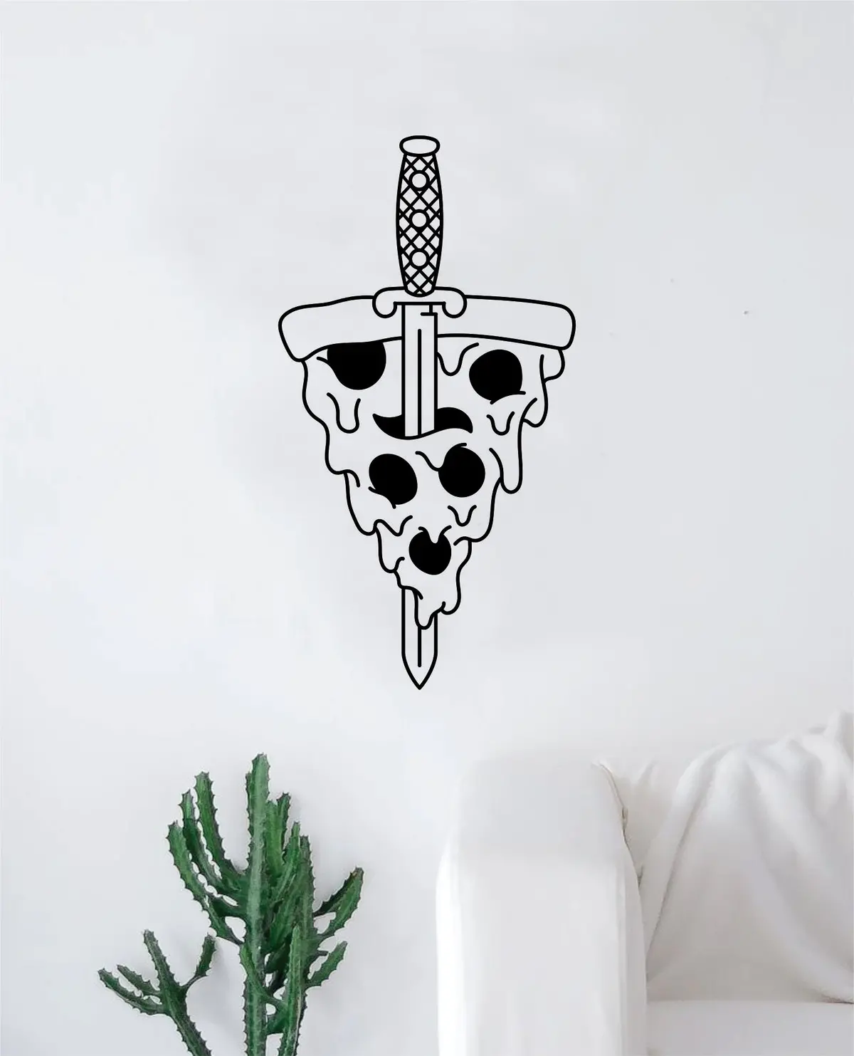Pizza Dagger Decal Sticker Wall Vinyl Art Wall Bedroom Room Home Decor Teen Tattoo Food Funny 1