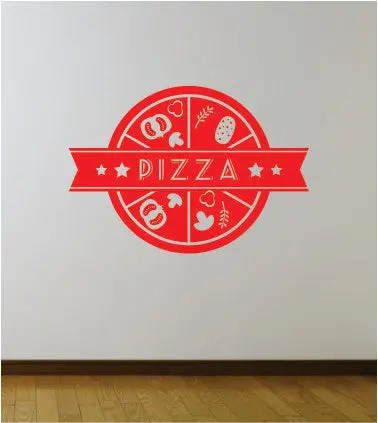 Pizza Logo V2 Wall Decal Sticker Bedroom Room Art Vinyl Home Decor Teen Food Business Kitchen Chef 1
