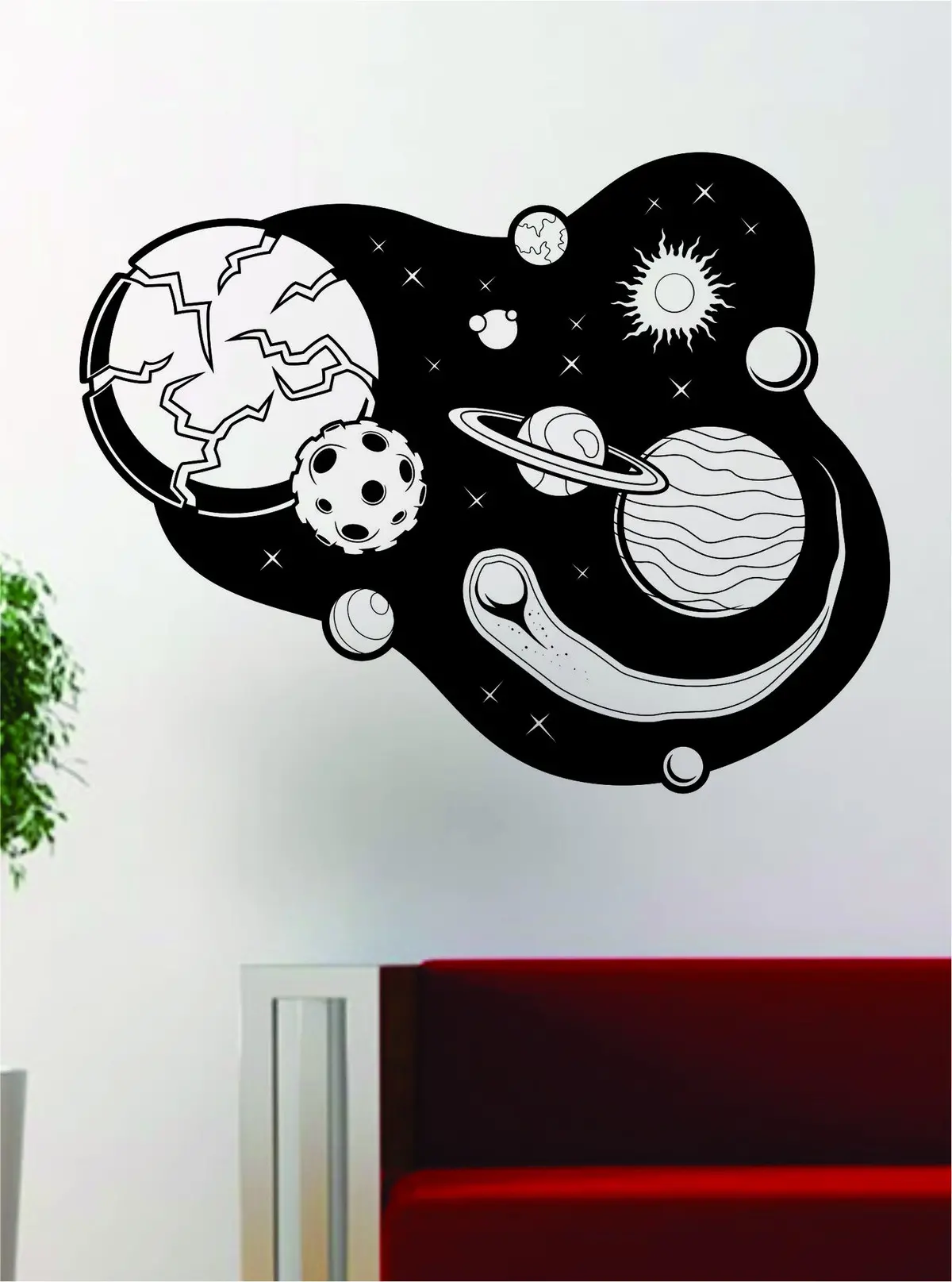 Planets Outer Space Stars Moon Sun Earth Decal Sticker Wall Vinyl Art Home Room Decor 1