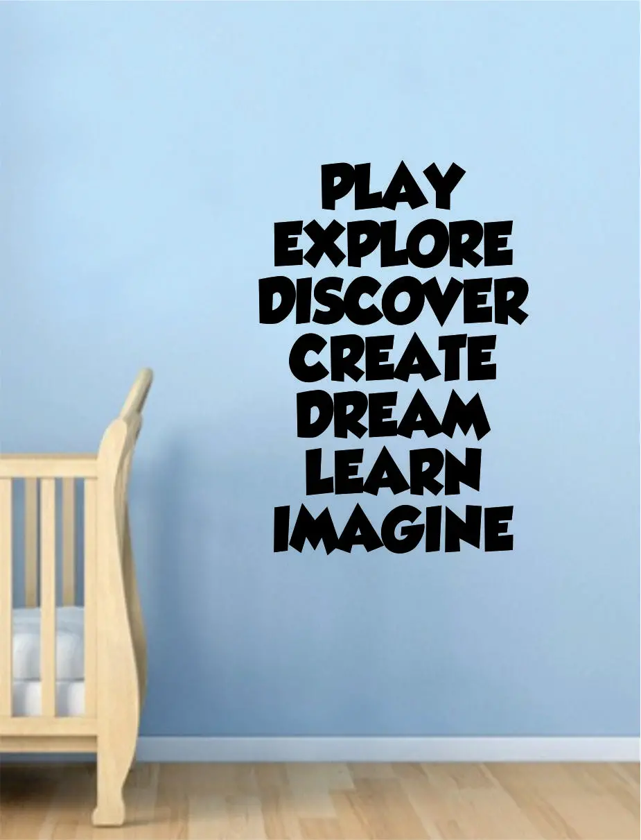 Play Explore Discover Quote Wall Decal Sticker Decor Vinyl Art Bedroom Baby Kids Children School Nursery Playroom 1
