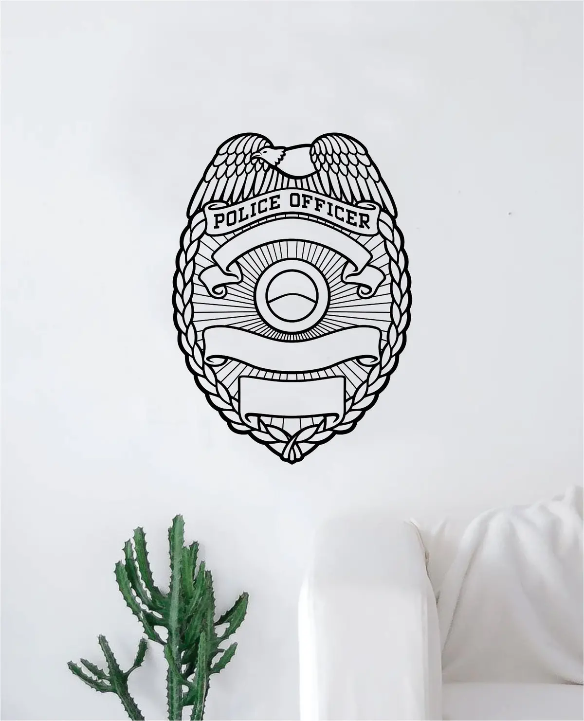 Police Officer Badge Decal Sticker Wall Vinyl Art Wall Bedroom Room Home Decor Inspirational Cop Sheriff 1