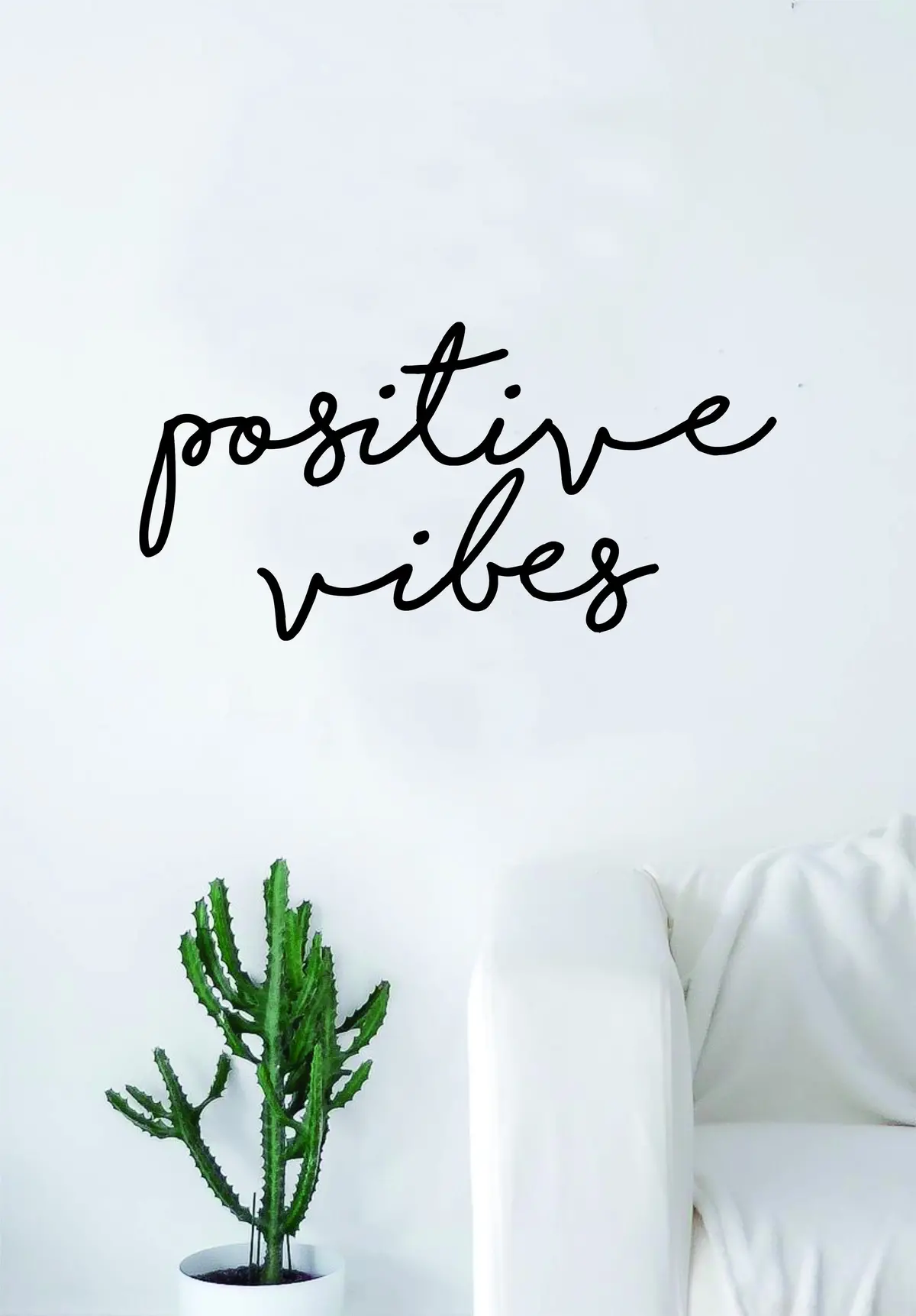 Positive Vibes Cursive Wall Decal Sticker Vinyl Art Bedroom Living Room Decor Quote Inspirational Good Vibes 1