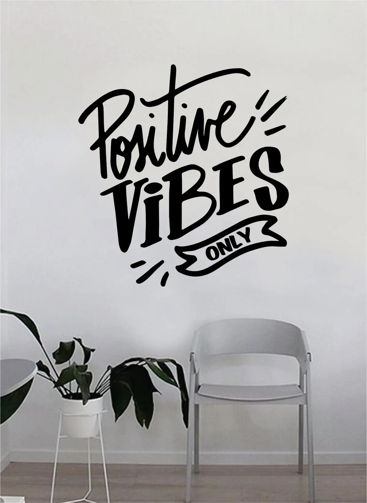 Positive Vibes Only V3 Quote Beautiful Design Decal Sticker Wall Vinyl Decor Living Room Bedroom Art Simple Cute Travel Good Vibes Happiness Smile Cursive Girls Teen 1