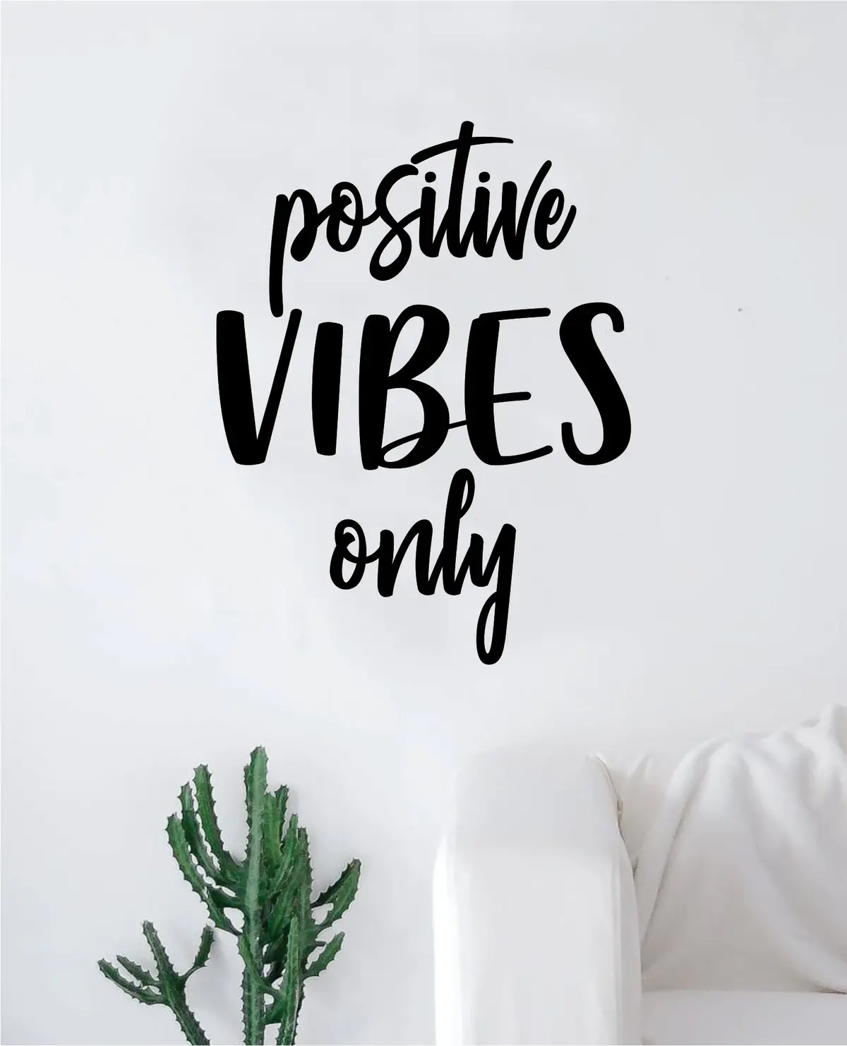 Positive Vibes Only V4 Wall Decal Sticker Vinyl Art Bedroom Living Room Decor Decoration Teen Quote Inspirational Girls Good Vibes Happy Smile Yoga 1