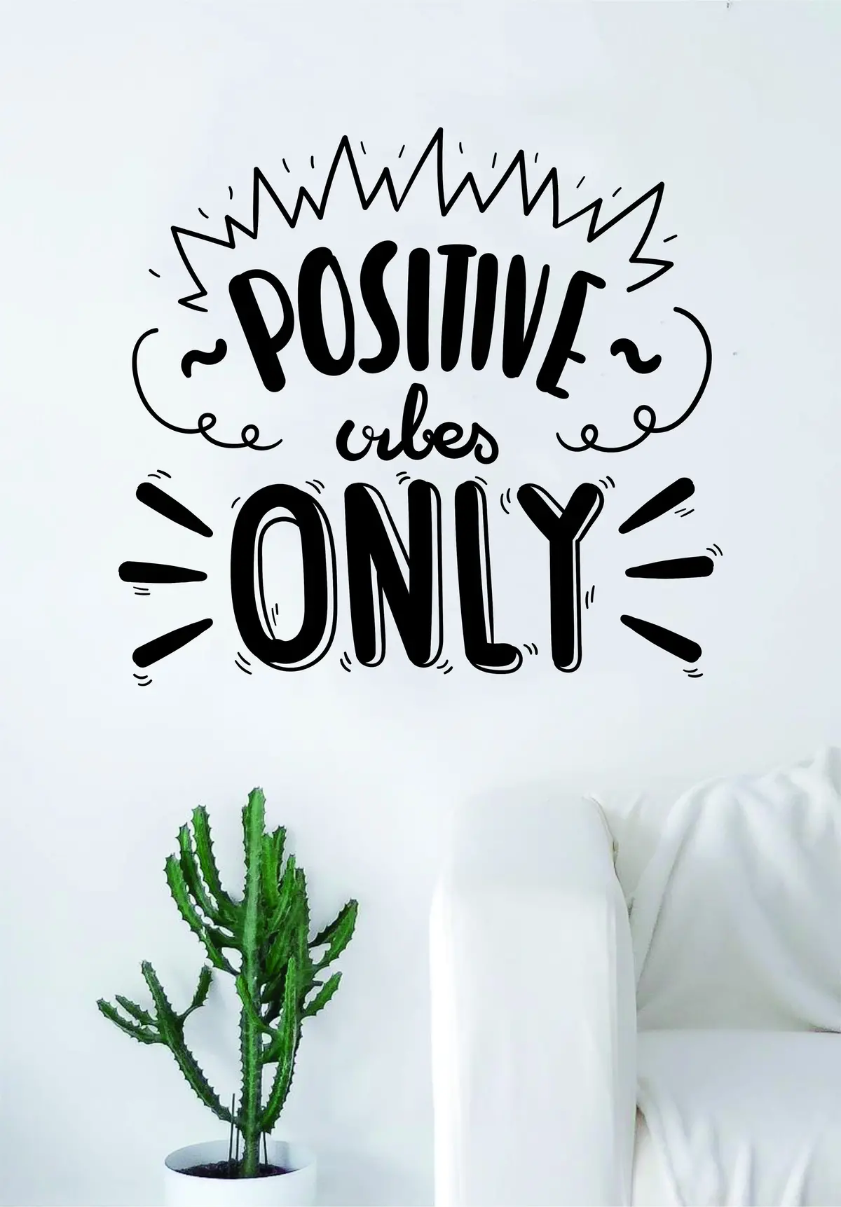 Positive Vibes Only Quote Decal Sticker Wall Vinyl Art Decor Home House Good Inspirational Motivational Cute 1