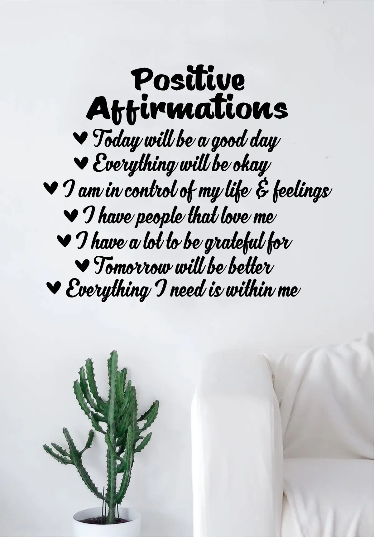 Positive Affirmations Wall Decal Sticker Home Decor Vinyl Art Bedroom Teen Inspirational Quote Girls Cute Happy School Nursery Baby Kids 1