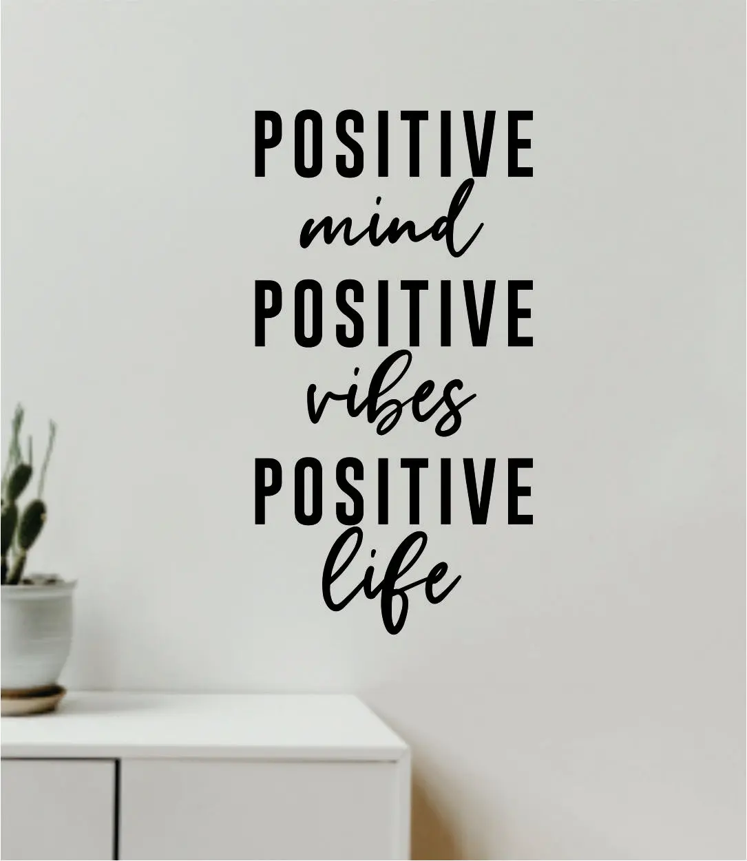 Positive Mind Vibes Life V3 Wall Decal Home Decor Vinyl Art Sticker Bedroom Quote Nursery Baby Teen Boy Girl School Inspirational Yoga Namaste 1