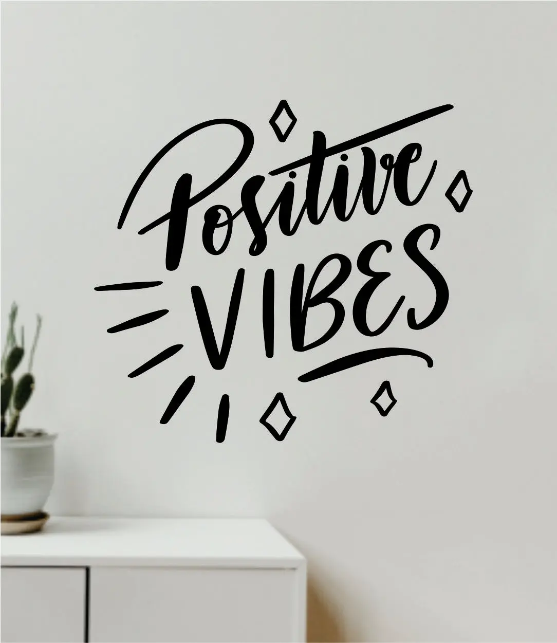 Positive Vibes V2 Wall Decal Home Decor Bedroom Vinyl Sticker Quote Baby Teen Nursery Girls School Happy Inspirational Love 1