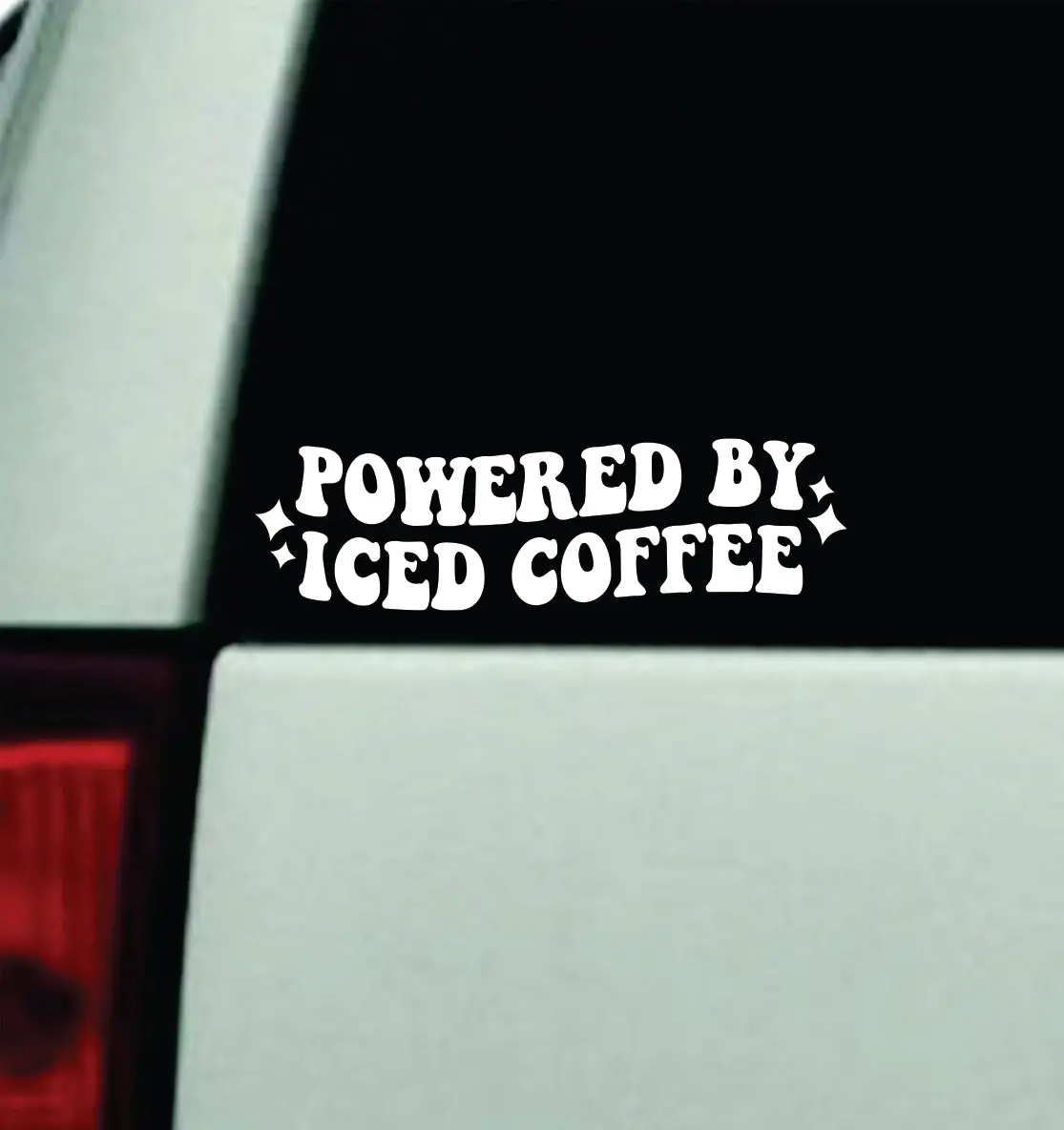 Powered By Iced Coffee Car Decal Truck Window Windshield Rearview Jdm Bumper Sticker Vinyl Quote Boy Girls Funny Mom Milf Trendy Cute Aesthetic Groovy 1