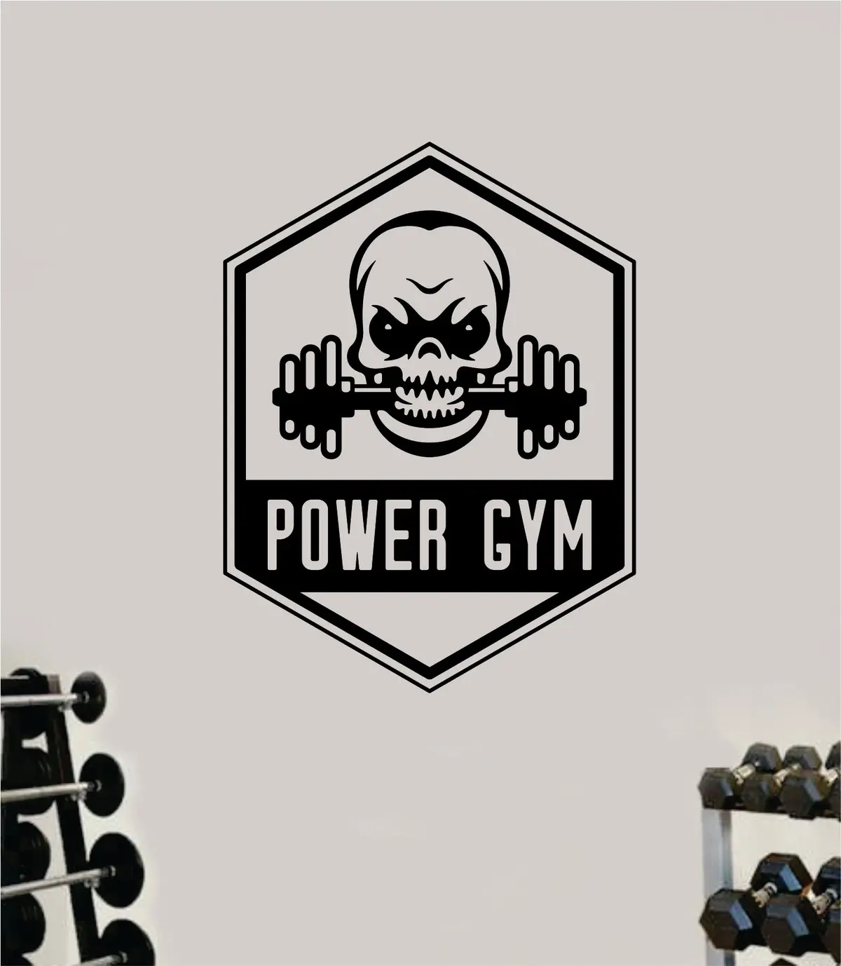 Power Gym Skull Wall Decal Sticker Vinyl Art Wall Bedroom Home Decor Inspirational Motivational Teen Sports Gym Fitness Health Girls Train Beast Lift 1