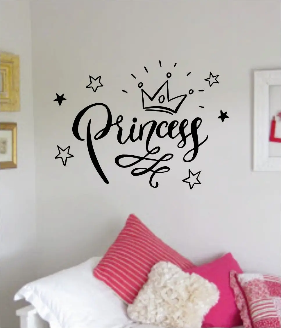 Princess V3 Big Quote Wall Decal Sticker Decor Vinyl Art Bedroom Teen Baby Girls Daughter Crown Queen 1