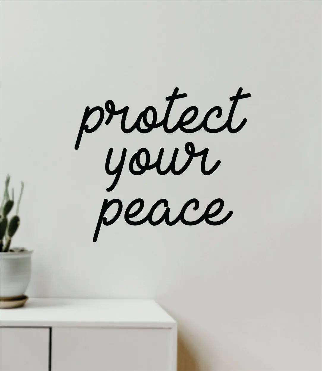 Protect Your Peace Quote Wall Decal Sticker Vinyl Art Decor Bedroom Room Girls Inspirational Trendy Yoga Meditate Buddha Namaste 1
