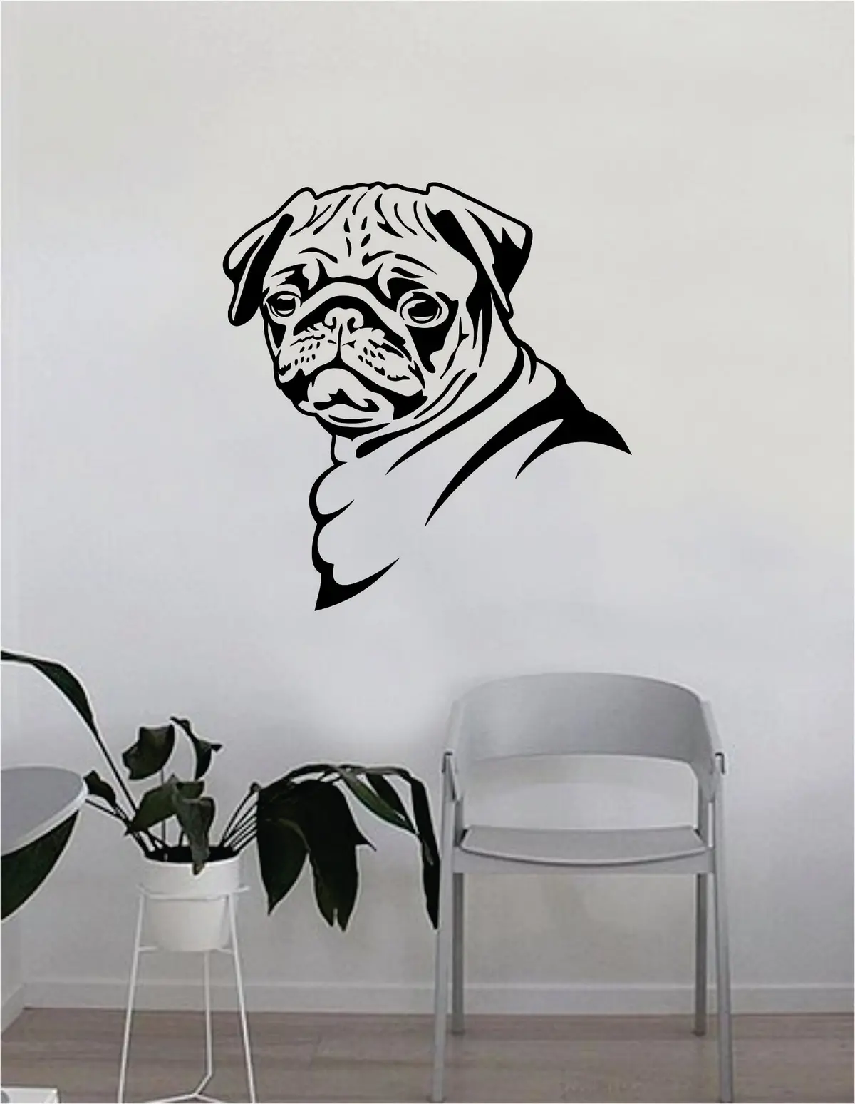 Pug V2 Dog Decal Sticker Wall Vinyl Art Home Living Room Bedroom Decor Teen Doggy Puppy Vet Adopt Shelter 1