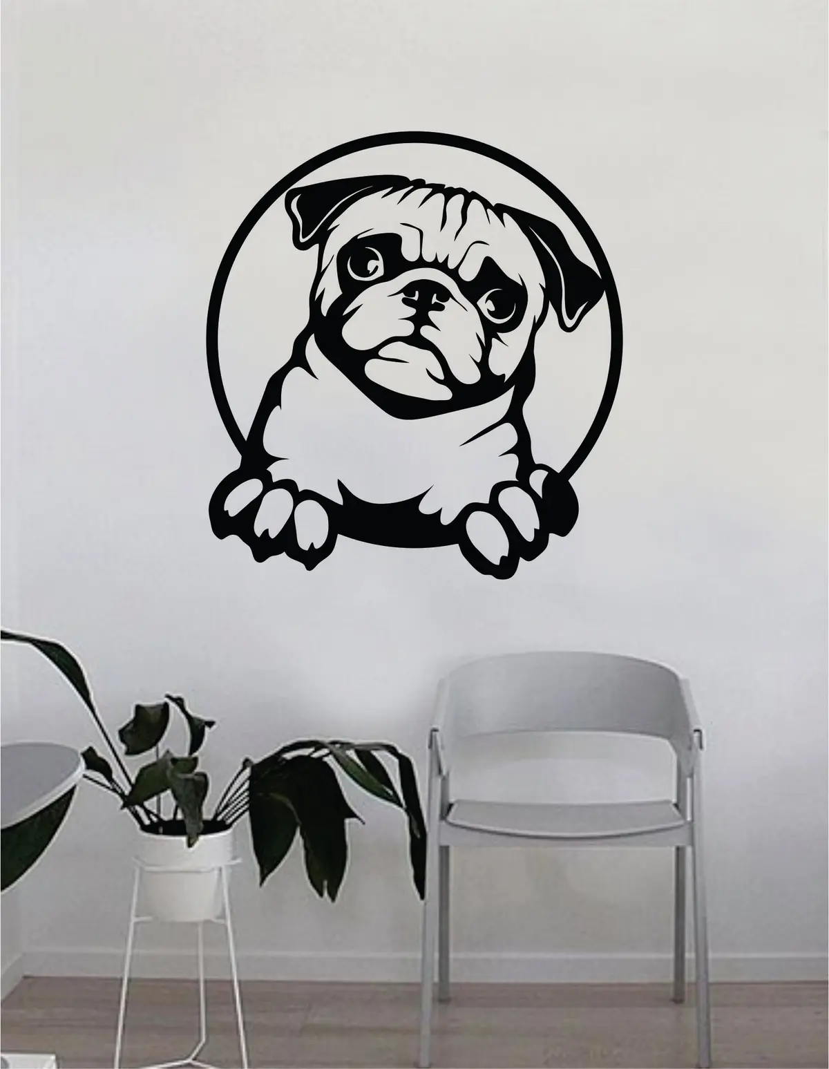 Pug V2 Dog Decal Sticker Wall Vinyl Art Home Living Room Bedroom Decor Teen Doggy Puppy Vet Adopt Shelter 1