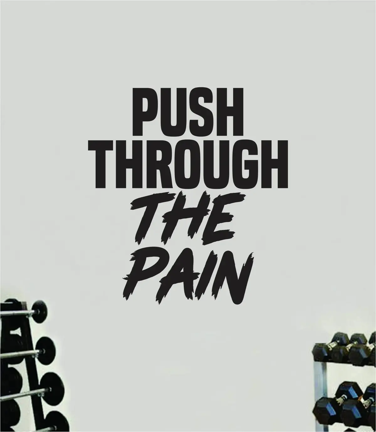 Push Through The Pain Quote Wall Decal Sticker Vinyl Art Home Decor Bedroom Boy Girl Inspirational Motivational Gym Fitness Health Exercise Lift Beast 1