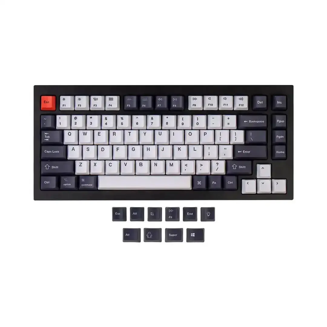 Keychron Keycaps - Oem Dye-Sub Pbt Keycap Set - Bluish Black White 1
