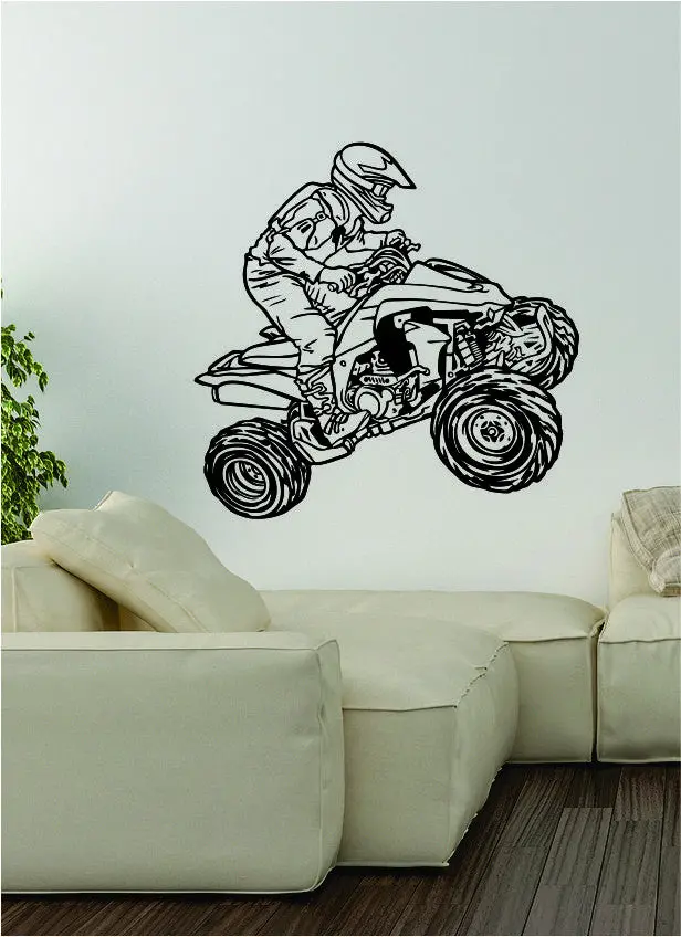 Quad Rider V1 Decal Wall Vinyl Art Decor Room Teen Sports Atv Dirtbike Moto X Bike 1
