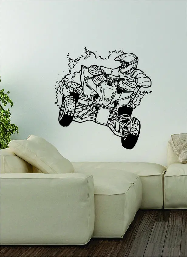 Quad Rider V2 Decal Wall Vinyl Art Decor Room Teen Sports Atv Dirtbike Moto X Bike 1