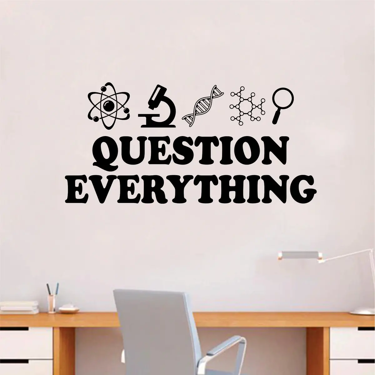 Question Everything V3 Science Wall Decal Sticker Vinyl Art Home Room Decor Teacher School Scientist Chemistry Classroom Lab Class 1