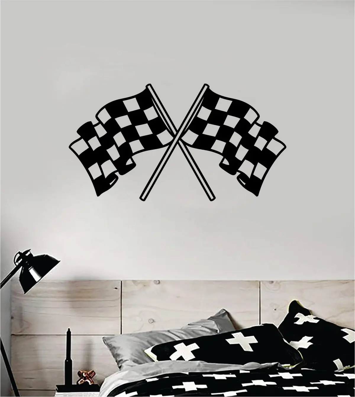 Racing Flags V2 Decal Sticker Wall Vinyl Decor Art Home Room Teen Moto Auto Dirtbike Race Motorcycle Dirt Bmx Sports 1