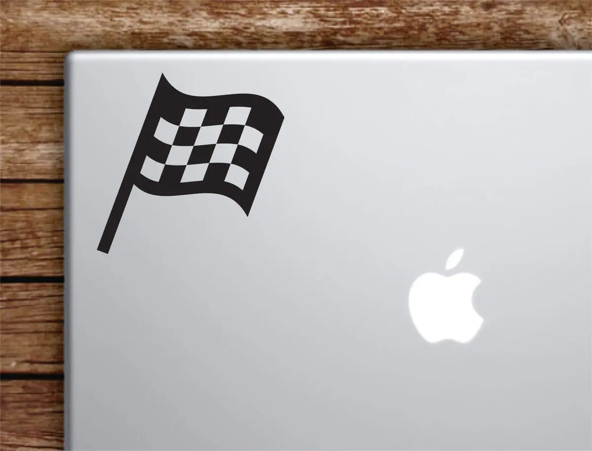 Racing Flag Laptop Wall Decal Sticker Vinyl Art Quote Macbook Apple Decor Car Window Truck Teen Inspirational Girls Sports Dirtbike Auto X Car 1