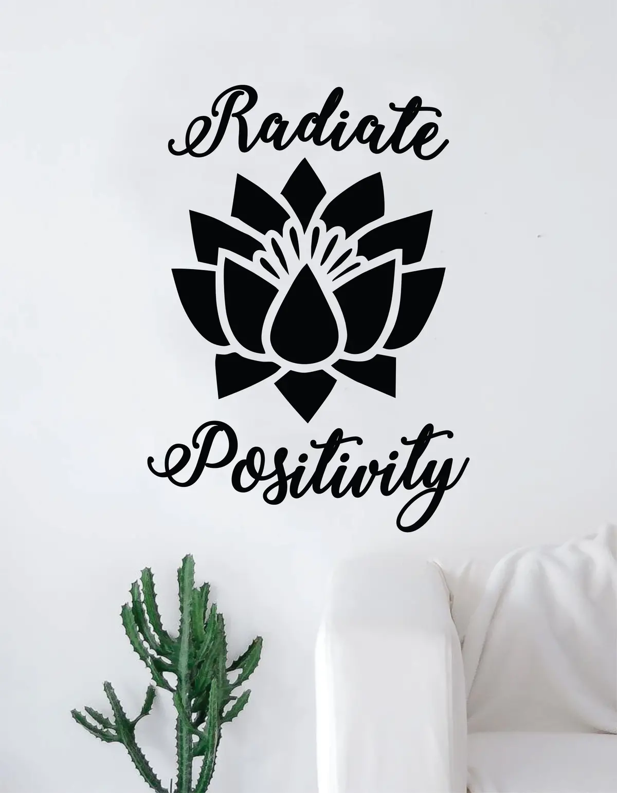 Radiate Positivty Lotus Flower Quote Wall Decal Sticker Room Art Vinyl Inspirational Decor Namaste Good Vibes Yoga 1