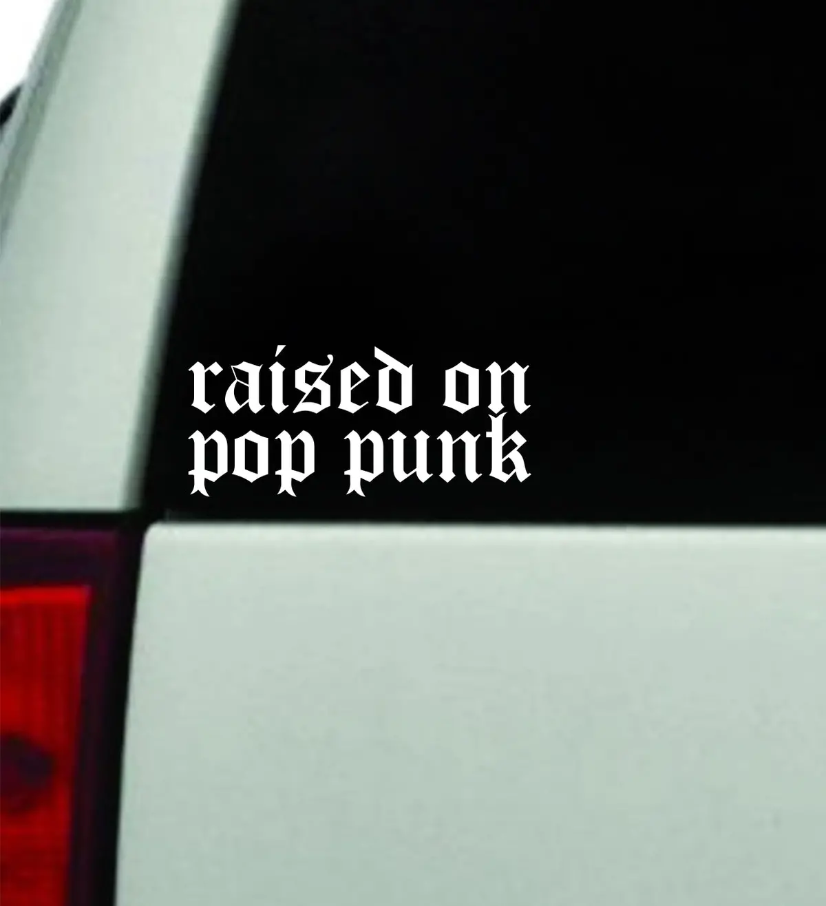 Raised On Pop Punk Car Decal Truck Window Windshield Mirror Rearview Jdm Bumper Sticker Vinyl Quote Girls Funny Women Trendy Meme Men Music Bands Emo 1