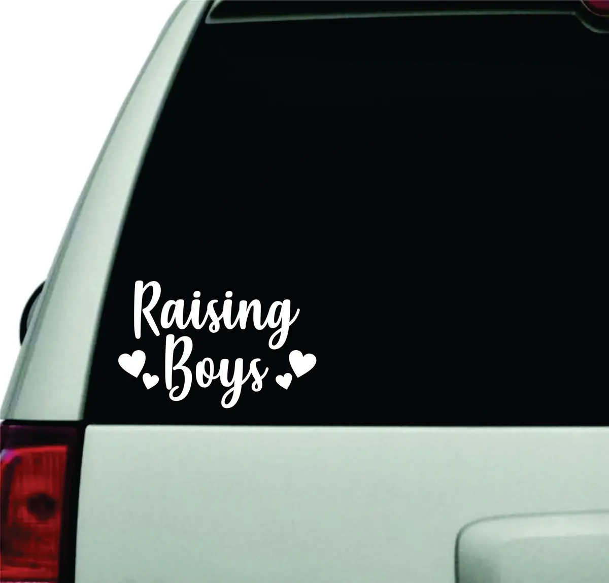 Raising Boys Wall Decal Car Truck Window Windshield Jdm Sticker Vinyl Lettering Quote Boy Girl Funny Racing Mom Dad Family Trendy Son Love Hearts 1