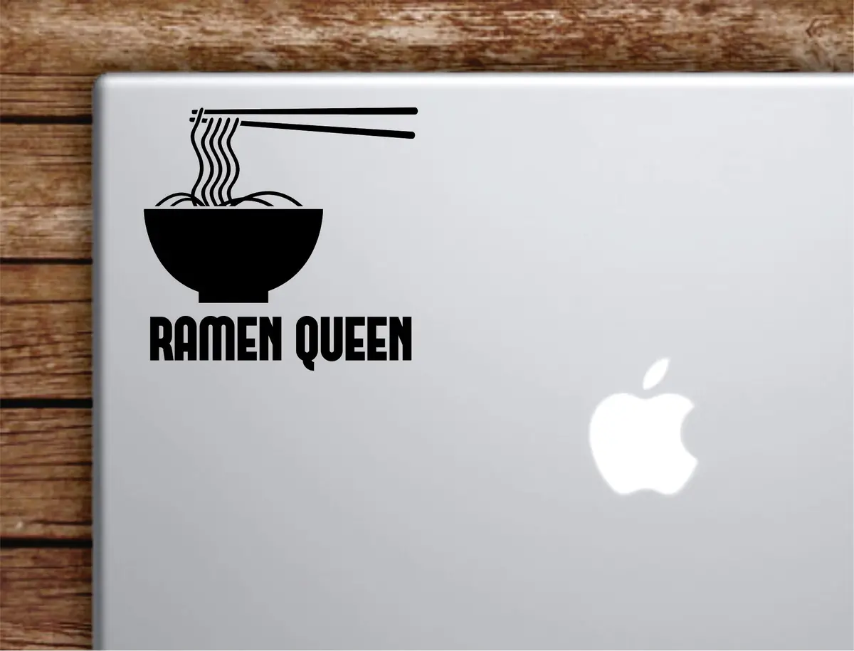 Ramen Queen Laptop Wall Decal Sticker Vinyl Art Quote Macbook Decor Car Window Truck Kids Baby Teen Inspirational Girls Boys Funny Noodles Ramen Food 1