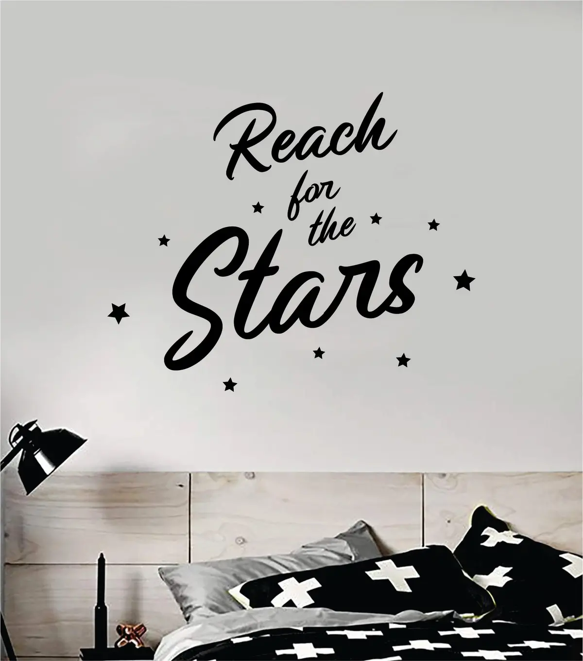 Reach For The Stars V2 Quote Decal Sticker Wall Vinyl Art Home Decor Inspirational Beautiful Kids Teen School 1