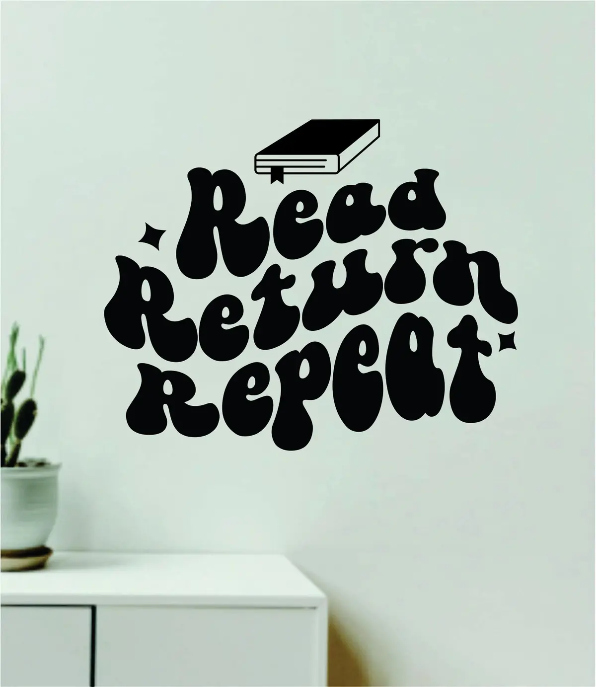 Read Return Repeat Wall Decal Sticker Quote Wall Vinyl Art Bedroom Home Decor Inspirational Teen Baby Nursery Playroom School Teacher Classroom Boy Girl Library Books Learn 1