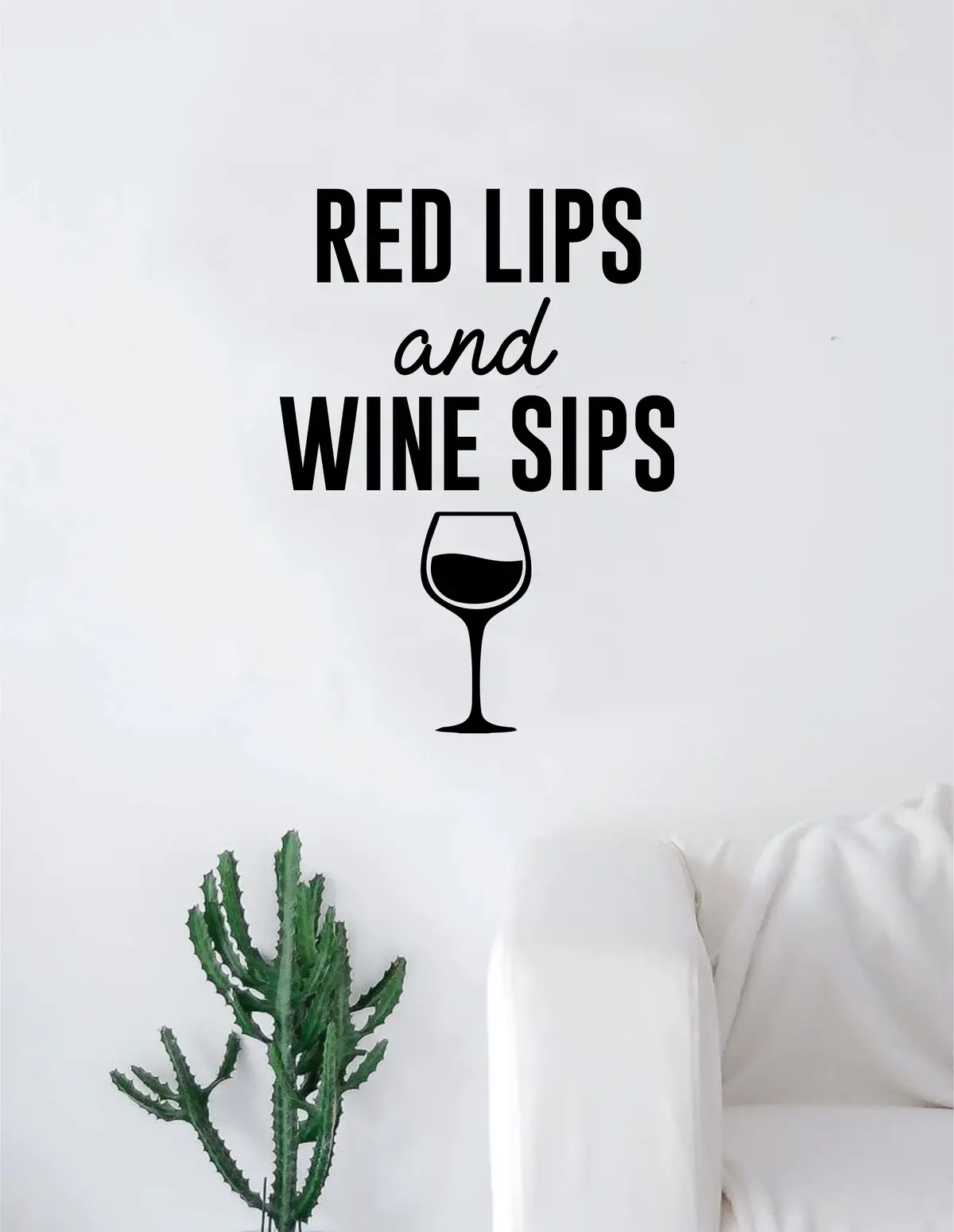 Red Lips And W Sips Decal Sticker Wall Vinyl Art Home Decor Teen Quote Adult Funny 1