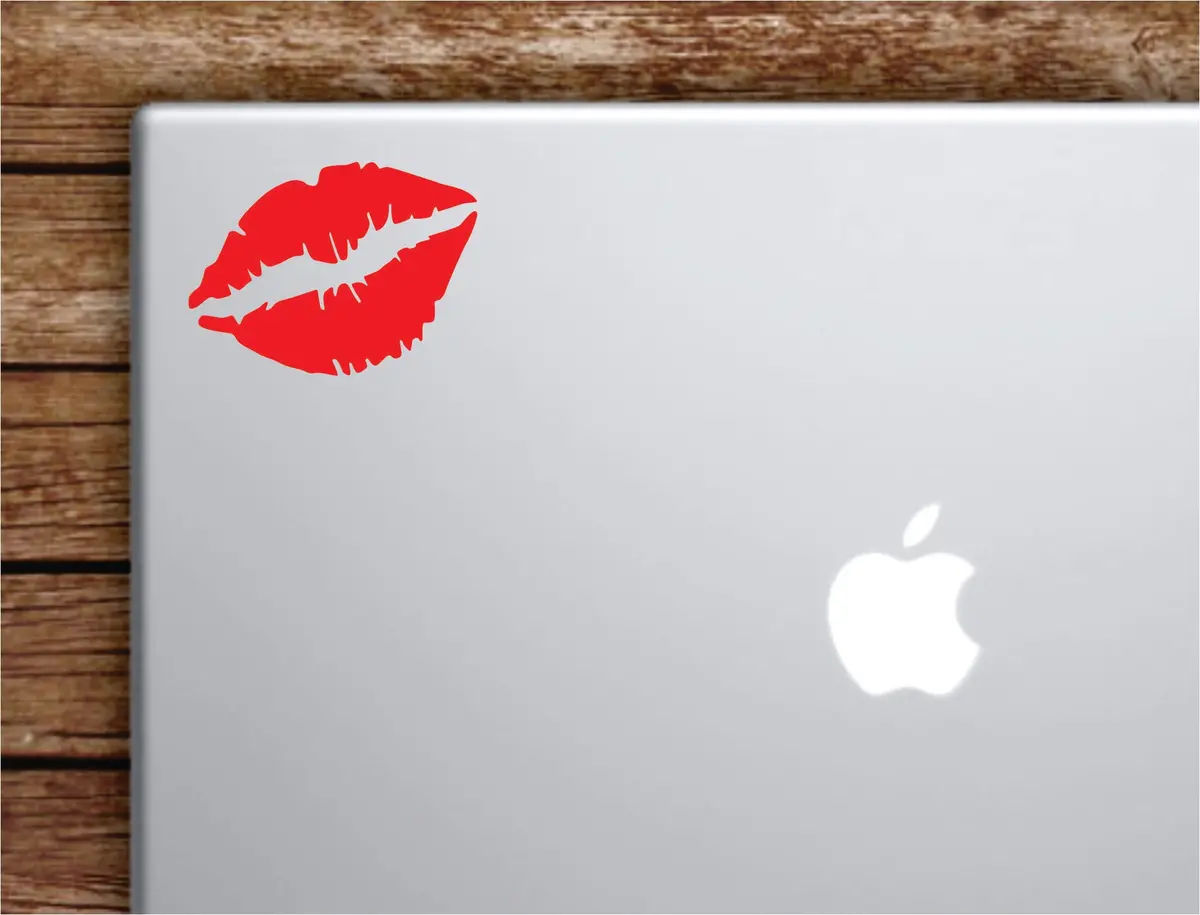 Red Lips Laptop Wall Decal Sticker Vinyl Art Quote Macbook Apple Decor Car Window Truck Kids Baby Teen Inspirational Girls Make Up Beauty 1