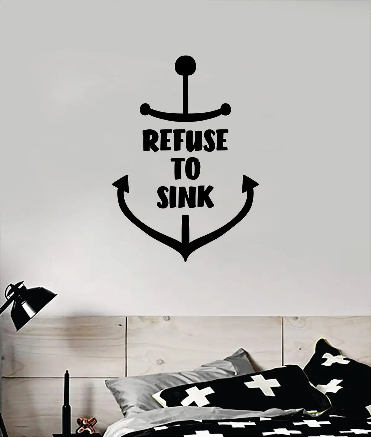 Refuse To Sink Anchor V7 Decal Sticker Wall Vinyl Art Home Decor Teen Inspirational Ocean Beach Boat Nautical Adventure Travel Sailor 1