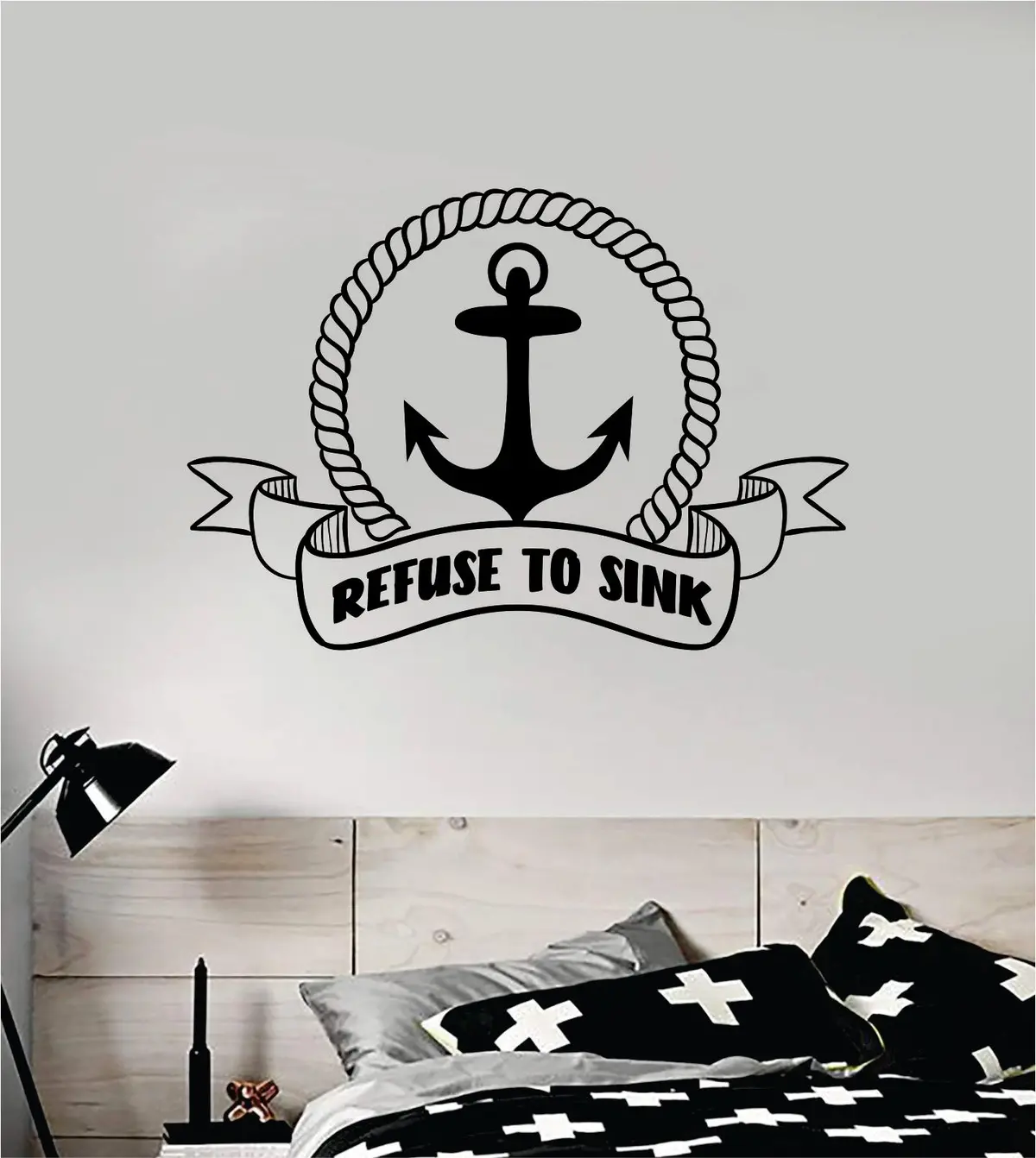 Refuse To Sink Anchor V8 Decal Sticker Wall Vinyl Art Home Decor Teen Inspirational Ocean Beach Boat Nautical Adventure Travel Sailor 1