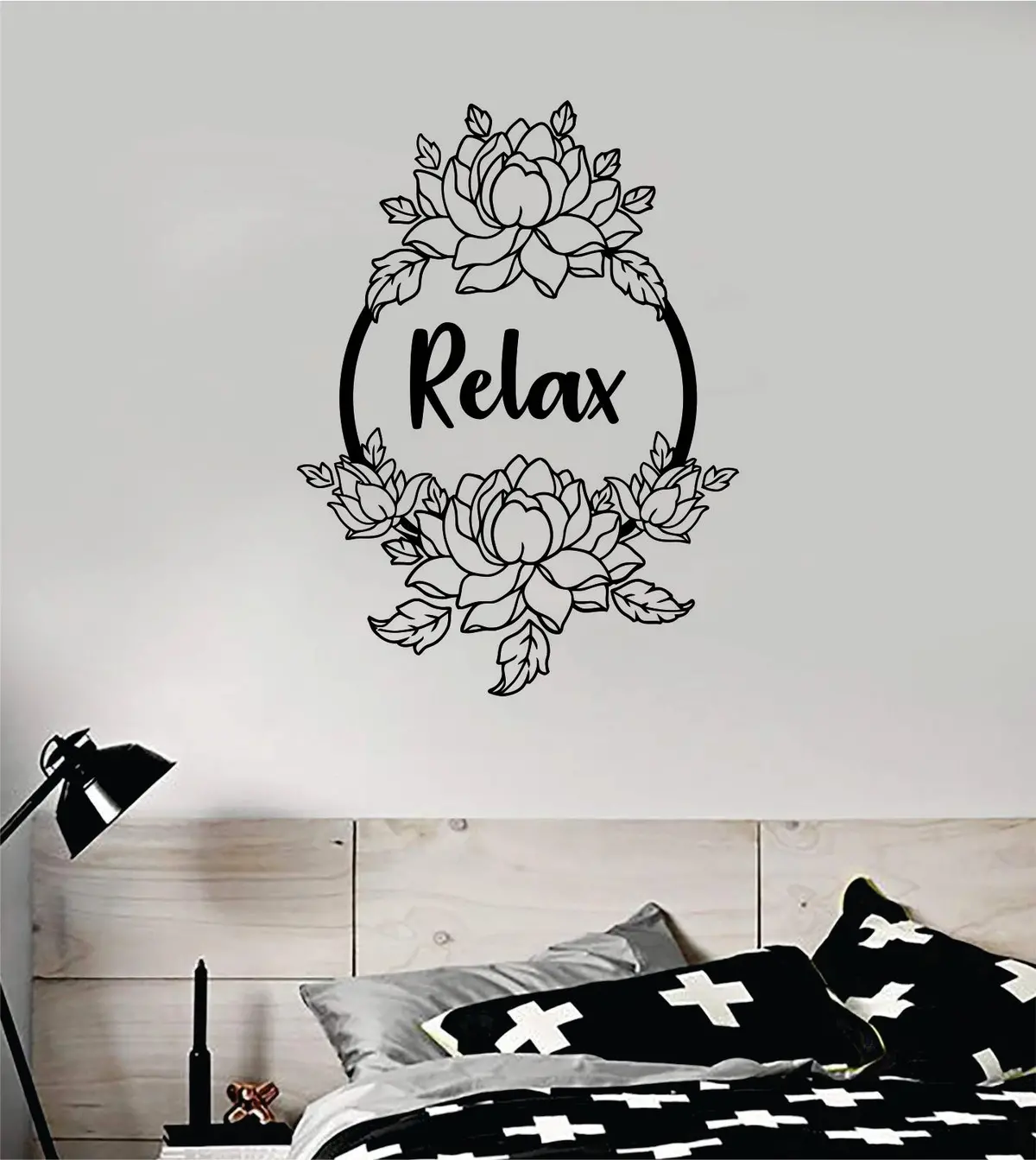 Relax Lotus Flowers Quote Wall Decal Sticker Vinyl Art Decor Bedroom Namaste Yoga Om Meditate Zen Buddha Teen Kids Baby 1