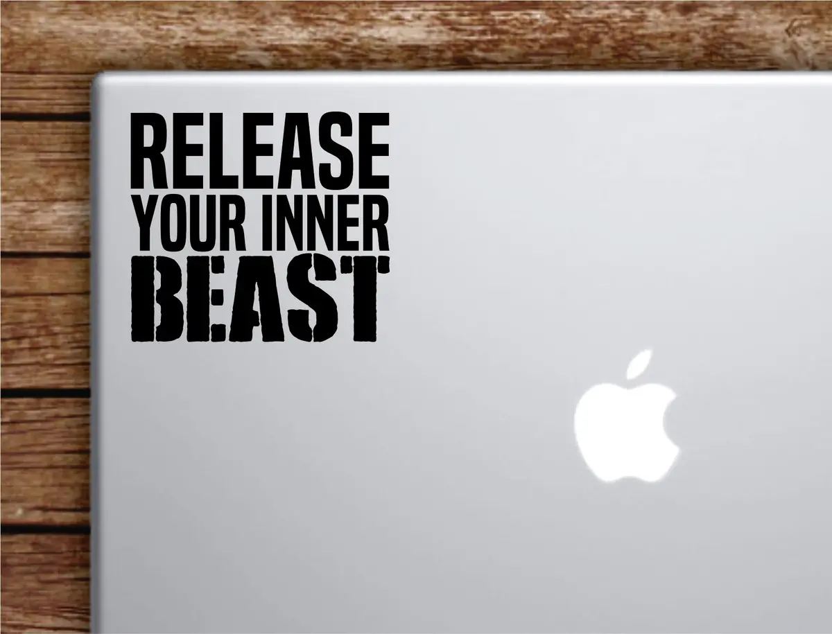 Release Your Inner Beast Laptop Wall Decal Sticker Vinyl Art Quote Macbook Apple Decor Car Window Truck Teen Inspirational Girls Gym Fitness 1