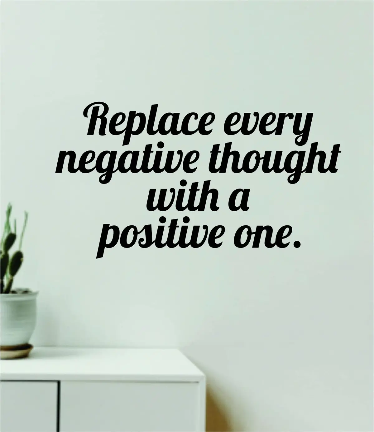 Replace Every Negative Thought Quote Wall Decal Sticker Vinyl Art Decor Bedroom Room Girls School Teen Inspirational Motivational Good Vibes Adventure Travel 1