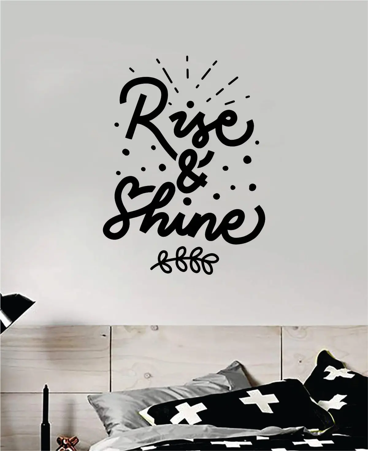 Rise And Shine Wall Decal Quote Home Room Decor Art Vinyl Sticker Inspirational Teen Baby Nursery Playroom School Apartment Sleep 1
