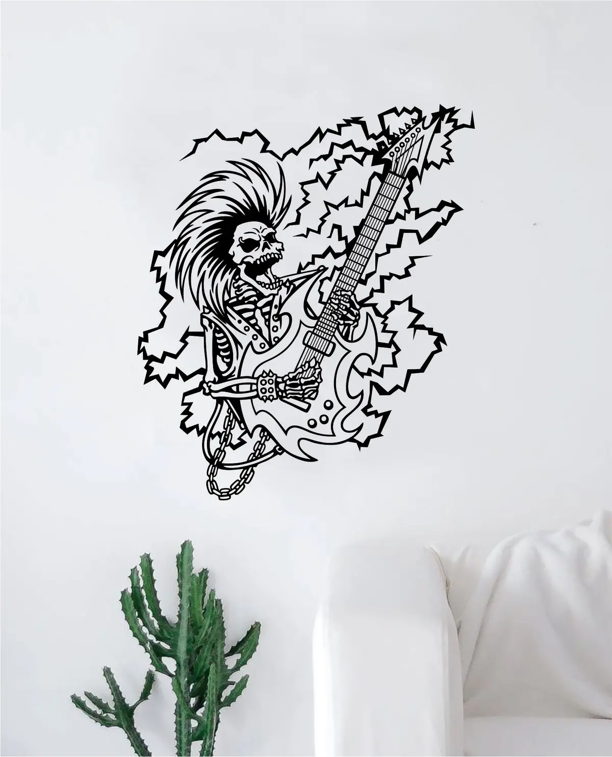 Rocker Skull Wall Decal Decor Art Sticker Vinyl Room Bedroom Teen Kids Music Rock Metal Guitar 1