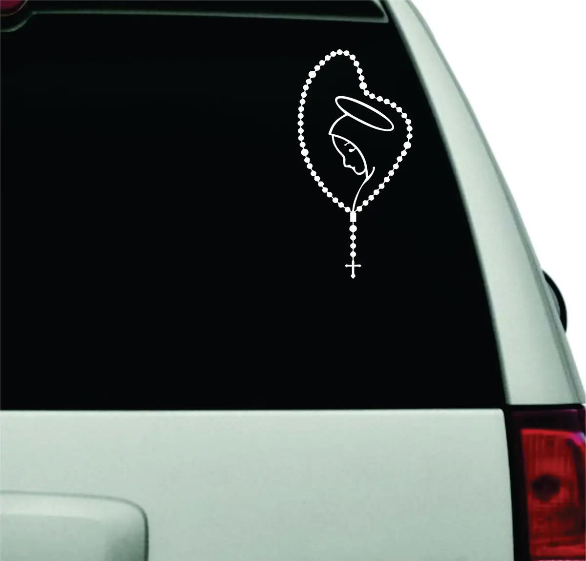 Rosary Wall Decal Car Truck Window Windshield Jdm Sticker Vinyl Lettering Racing Quote Boy Girls Baby Kids Funny Mom Religious Virgin Mary Jesus Blessed 1