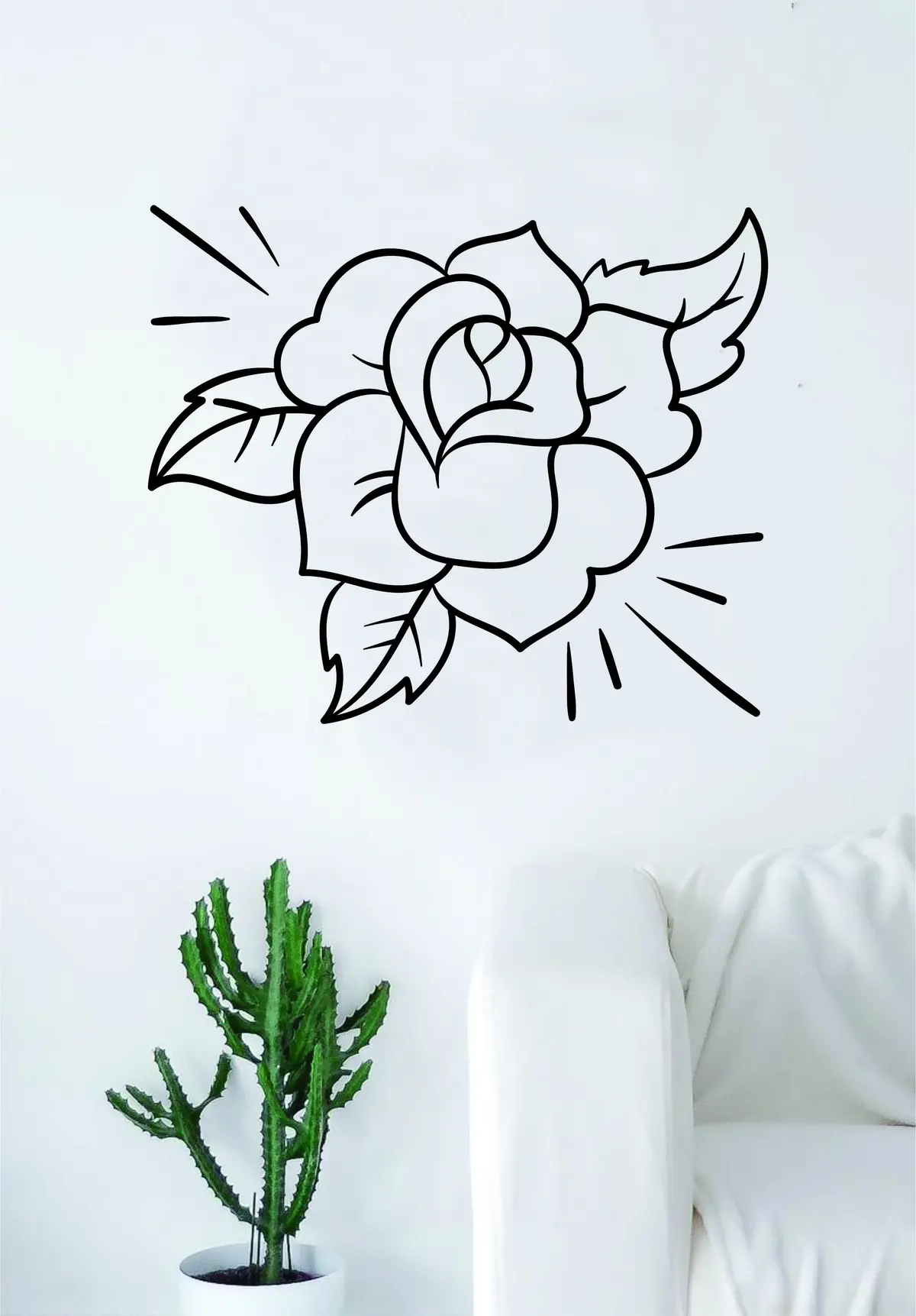 Rose V3 Flower Quote Wall Decal Sticker Room Art Vinyl Beautiful Nature Cute Nursery Tattoo Decor Traditional 1