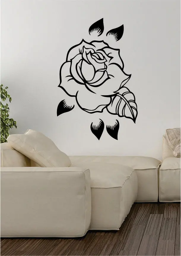 Rose Flower Wall Decal Sticker Room Home Decor Art Vinyl Beautiful Nature Cute Nursery Tattoo Baby School Girls 1